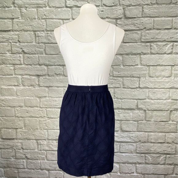 Tabitha Navy Diamond Eyelet Skirt - Picture 5 of 6